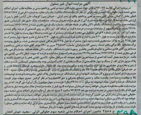 مزایده,ششدانگ یکباب دکان طبقه همکف