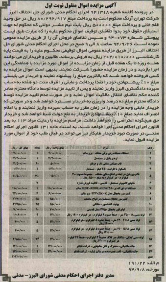 آگهی مزایده,مزایده دستگاه سمباده برقی