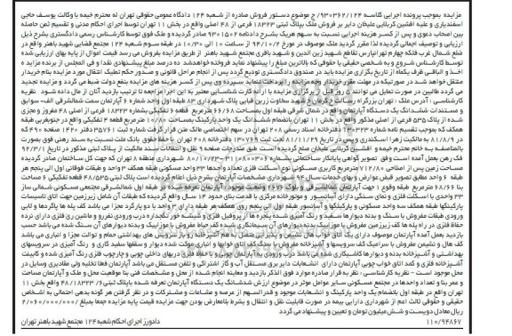 مزایده,کلاسه 930362.124 اپارتمان شمال شرقی طبقه اول 66.68متر