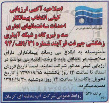 اصلاحیه ,مناقصه احداث ساختمانهای اداری سد و نیروگاه و شبکه آبیاری زهکشی-اصلاحیه 