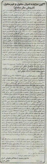 مزایده, اموال منقول و غیرمنقول فروش مال مشاع ملک پلاک ثبتی