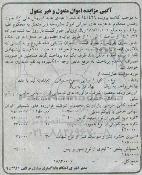آگهی مزایده,مزایده فروش انواع سم کود شیمیایی 