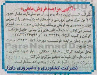 آگهی مزایده , مزایده فروش ماهی