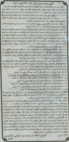 آگهی مزایده , مزایده یک دستگاه بوبین پیچ 15 هدی و....
