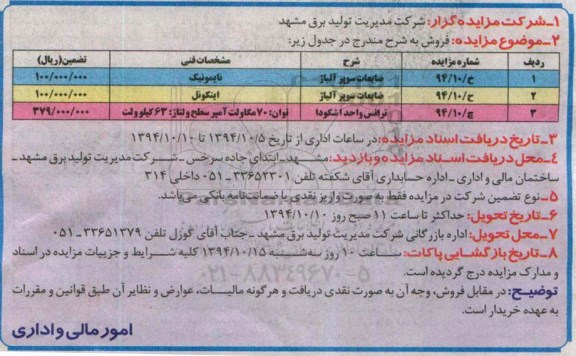 مزایده, مزایده ضایعات سوپر آلیاژ