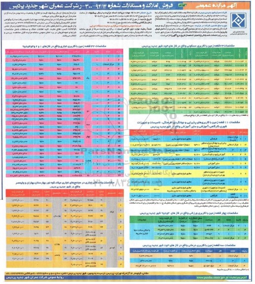مزایده,مزایده عمومی فروش املاک و مستغلات شماره 94/14-300 شرکت عمران نوبت اول