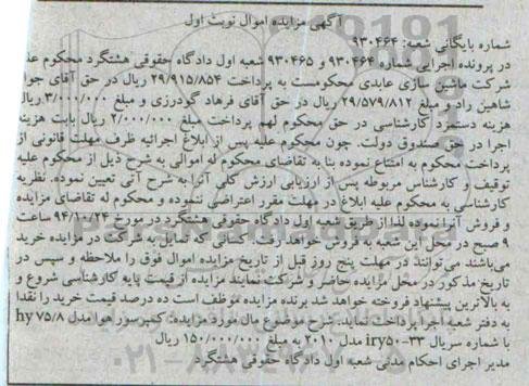 آگهی مزایده,مزایده فروش کمپرسور هوا مدل HY75/8