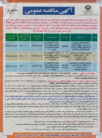 آگهی مناقصه عمومی , مناقصه احداث تکمیل و بهسازی راه روستایی چهاب کوشک امیرالمومنین فیلگاه آب کاسه (بویرها)...