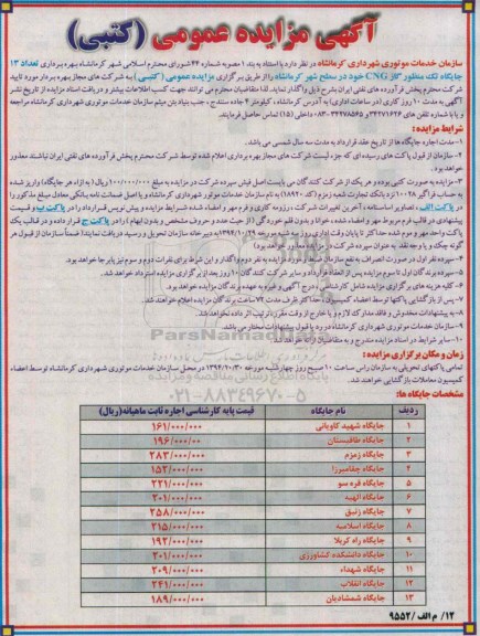 آگهی مزایده عمومی،آگهی مزایده عمومی بهره برداری تعداد 13 جایگاه تک منظور گاز CNG