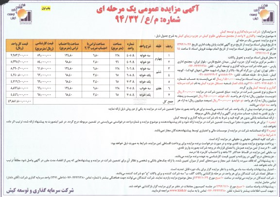 مزایده,مزایده واگذاری 7 واحد از مجتمع مسکونی طلوع کیش 