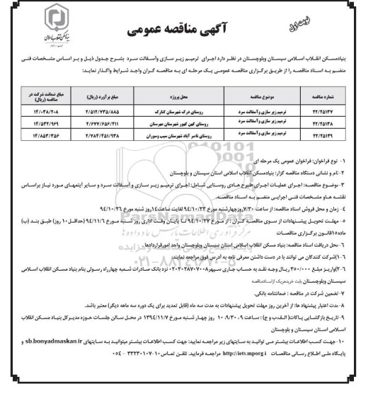 آگهی مناقصه عمومی , مناقصه اجرای ترمیم زیرسازی و آسفالت سرد 