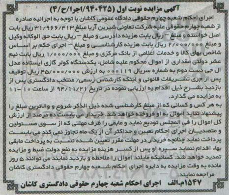 آگهی مزایده,مزایده یک دستگاه کولر گازی ایستاده