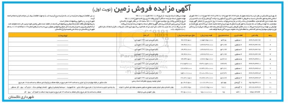 مزایده,مزایده فروش 9 قطعه زمین با کاربری مسکونی و 2 واحد اپارتمان و یکبابخانه