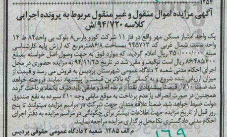 مزایده,مزایده یک واحد امتیاز مسکن مهر 86.8متر کلاسه ش94/720
