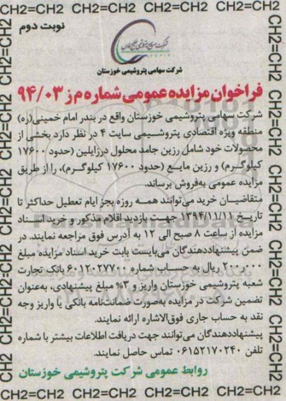 فراخوان مزایده ,فراخوان مزایده فروش بخشی از محصولات خود- نوبت دوم
