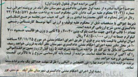 آگهی مزایده ,مزایده تعداد 10 قالب فولادی جهت ساخت بلوک بتنی