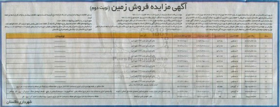 مزایده,مزایده فروش 9 قطعه زمین با کاربری مسکونی و 2 واحد اپارتمان و یکبابخانه نوبت دوم