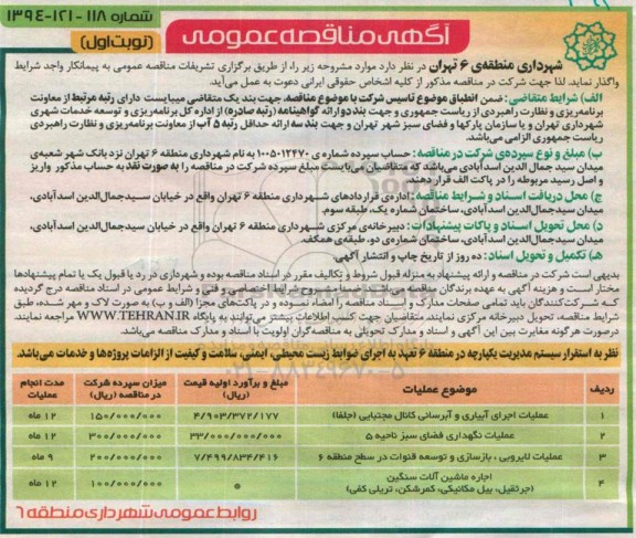 آگهی مناقصه عمومی , مناقصه عملیات اجرای آبیاری و آبرسانی کانال مجتبایی (جلفا) ...