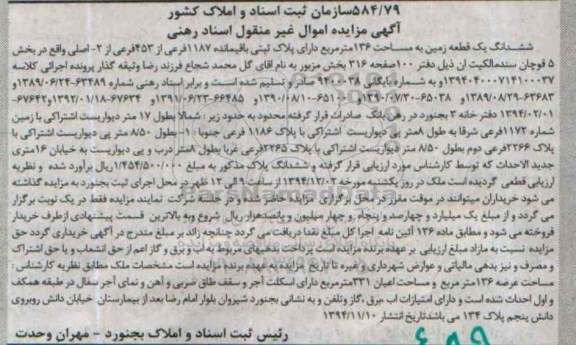 مزایده,مزایده زمین صد و سی و شش متر واقع در شیروان بلوار امام رضا