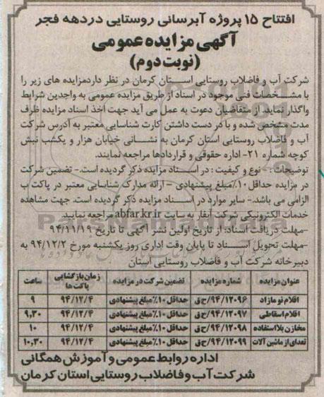 مزایده , مزایده اقلام نو مازاد نوبت دوم