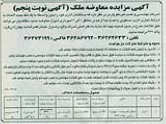 مزایده,معاوضه ملک ساختمان اداری نوبت پنجم