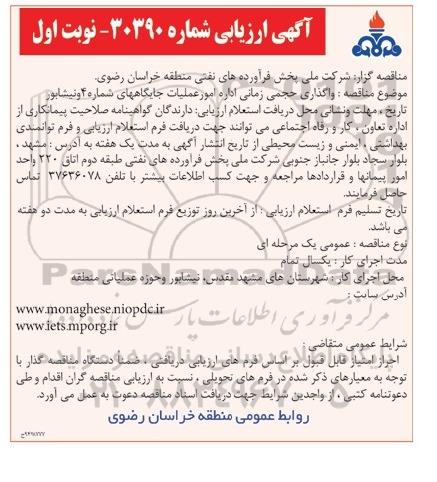 ارزیابی , واگذاری حجمی زمانی اداره امور عملیات جایگاه های شماره 4 و نیشابور 
