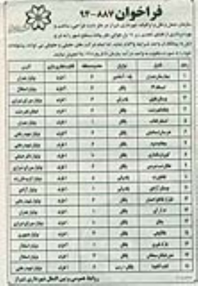 فراخوان طراحی, ساخت و بهره برداری از فضای تجاری زیر 18 پل هوائی عابر پیاده سطح شهر 