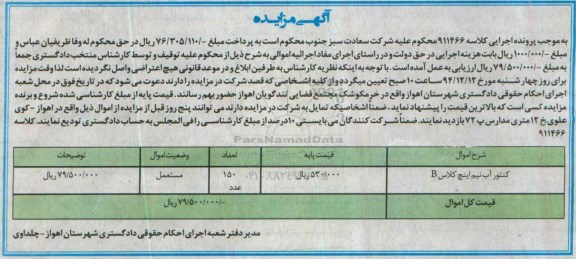 مزایده , مزایده کنتور آب نیم اینچ کلاس B