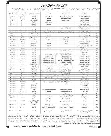 آگهی مزایده, مزایده دستگاه حضور وغیاب و ...