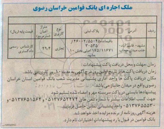 مزایده, مزایده ملک اجاره ای