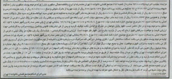 مزایده,مزایده اجراییه 94.00035 سرقفلی مغازه بیست و هفت متر 
