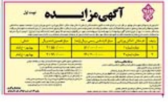 آگهی مزایده , مزایده واگذاری مکان / اماکن ورزشی/ تجاری ورزشی 