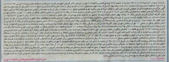 مزایده,مزایده پرونده 262.94 یک دستگاه اپارتمان قطعه سه بلوار افریقا