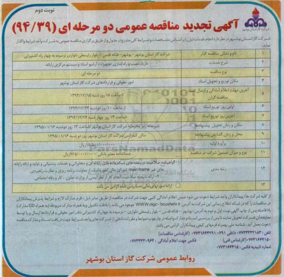 آگهی تجدید مناقصه ،آگهی مناقصه خرید ، نصب و راه اندازی تجهیزات آرشیو اسناد و سیستم مرکزی رایانه تجدید نوبت دوم