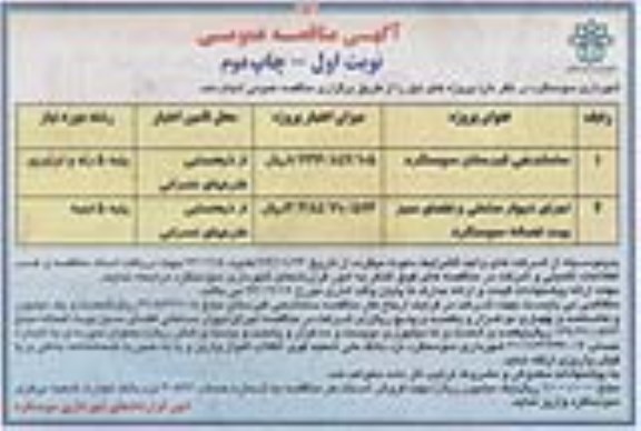 مناقصه عمومی , مناقصه عمومی ساماندهی قبرستان و اجرای دیوار ساحلی و فضای سبز-چاپ دوم 