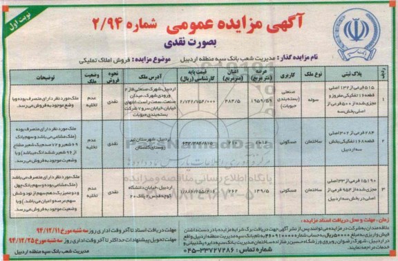 مزایده,مزایده فروش املاک کاربری مسکونی صنعتی بسته بندی حبوبات