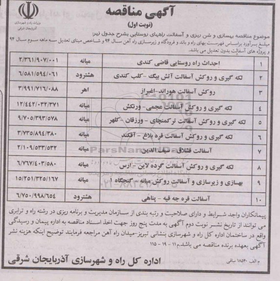 آگهی مناقصه,مناقصه احداث راه روستایی قاضی کندی و ... 