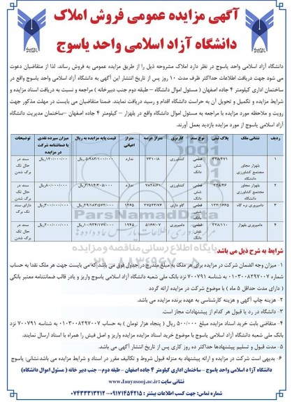 مزایده,مزایده عمومی فروش املاک کاربری کشاورزی گاوداری و دامپروری