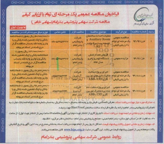 فراخوان مناقصه , فراخوان مناقصه عملیات احداث ساختمان auxiliary room توسعه پست برق واحد nf ...