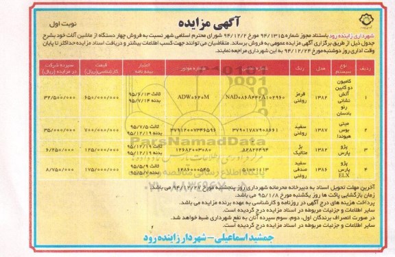 آگهی مزایده عمومی , مزایده فروش چهار دستگاه از ماشین آلات