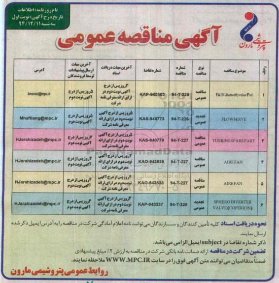 مناقصه , مناقصه 28in.butterflyvalae3rd ,....