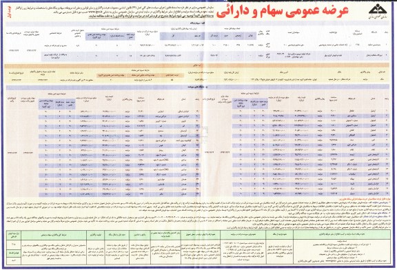مزایده , مزایده عرضه عمومی سهام و دارائی نوبت اول