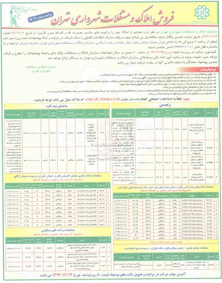 مزایده,مزایده واگذاری تعدادی از املاک با قیمت های مناسب بدون کارمزد
