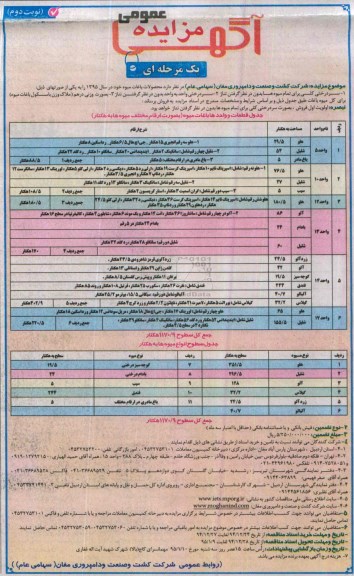 آگهی مزایده عمومی یک مرحله ای,مزایده محصولات باغات میوه خود در سال 95 - نوبت دوم