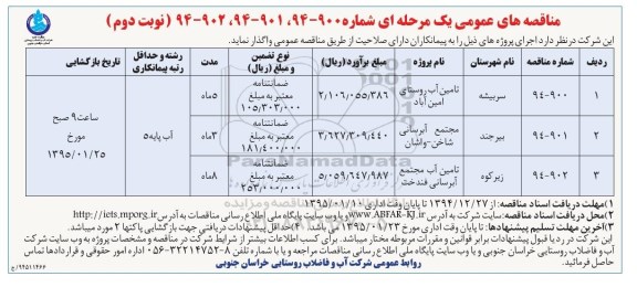 مناقصه  تامین آب روستایی امین آباد ...- نوبت دوم 
