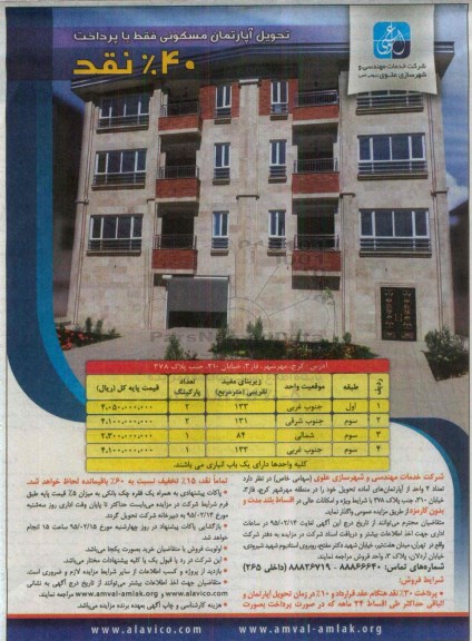 مزایده,مزایده تعداد 4 واحد از اپارتمان های اماده تحویل در منطقه مهرشهرکرج