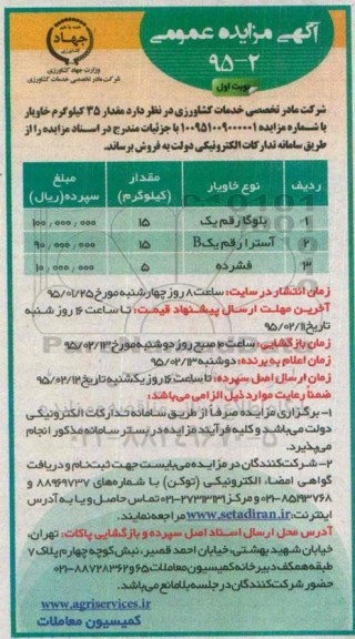 آگهی مزایده عمومی , مزایده فروش مقدار 35 کیلوگرم خاویار 