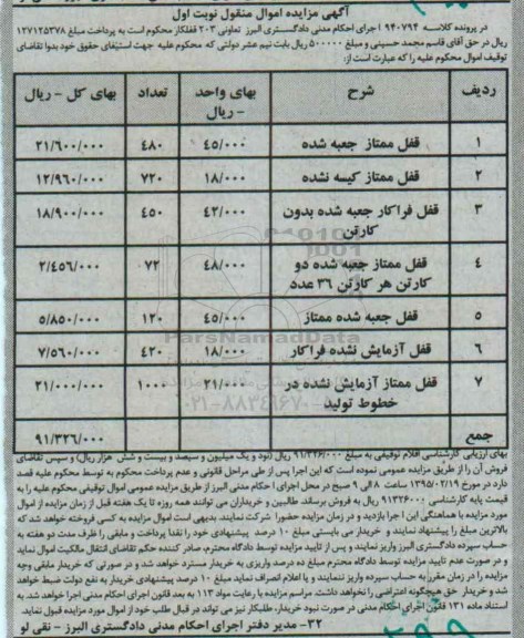 مزایده,مزایده فروش قفل 