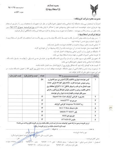 استعلام بهاء , استعلام کیس هوشمند دیواری - 95.01.28