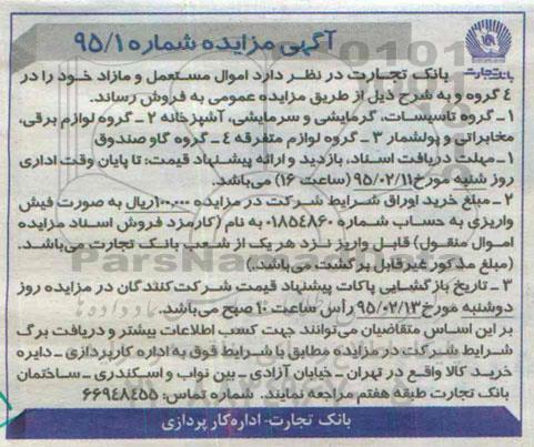 آگهی مزایده ,مزایده اموال مستعمل و مازاد 